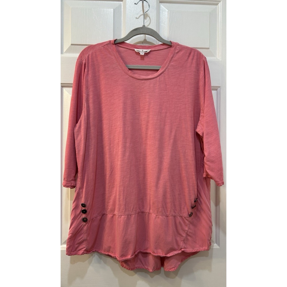 Neon Buddha Pink Tunic Top Sz 1X Artsy Funky Cute Pretty Feminine Yoga Relaxed